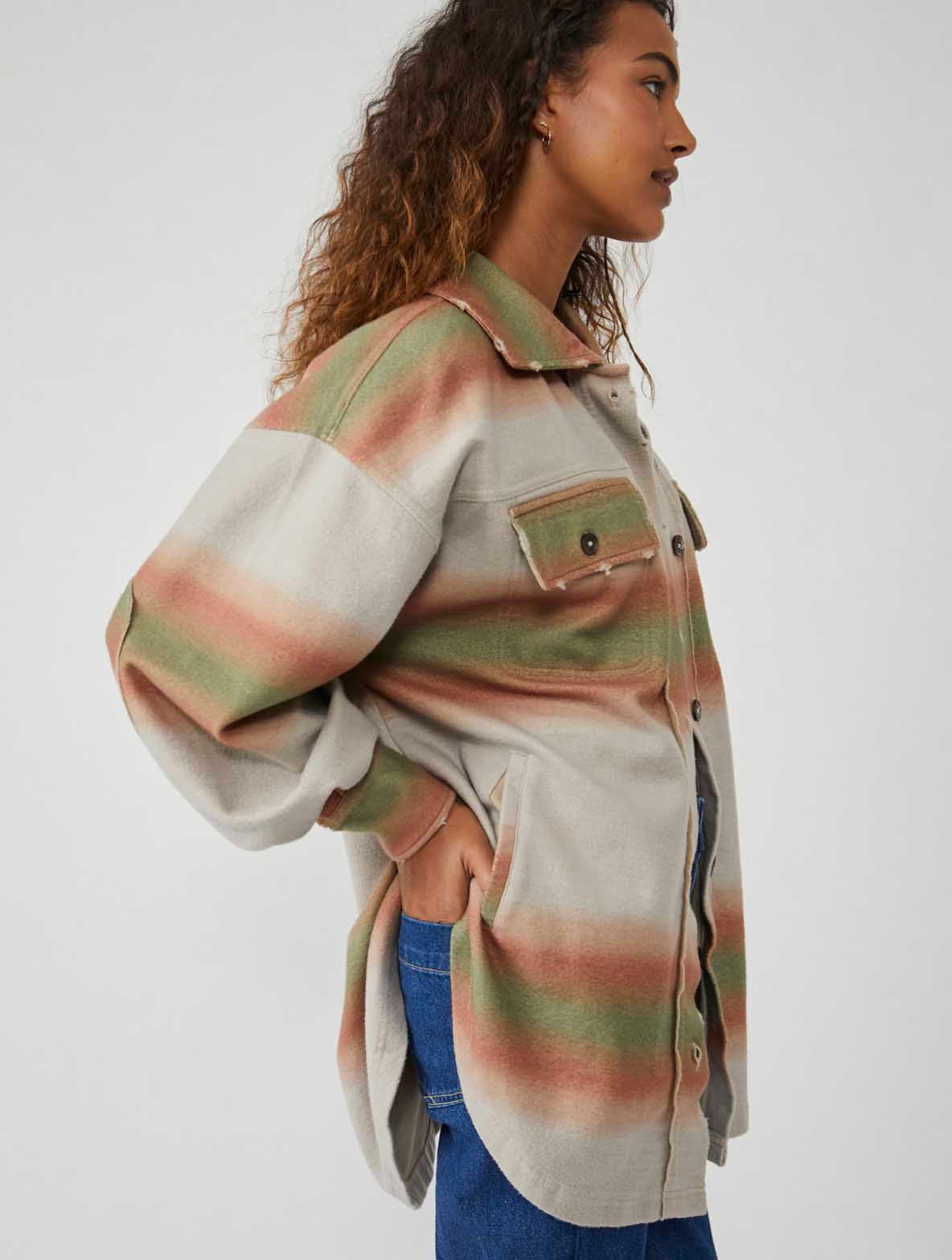 Free People Printed Ruby Jacket in Marzipan Combo