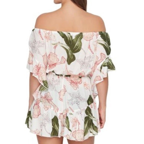 Elan Off The Shoulder Floral 3/4 Bell Romper