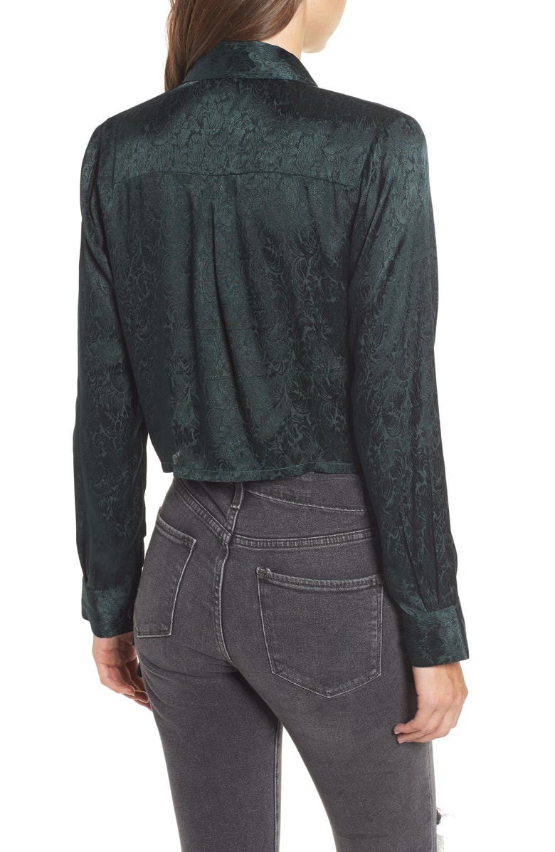 Hudson Jeans Embroidered Button Tie Women's Blouse - Forrester Green