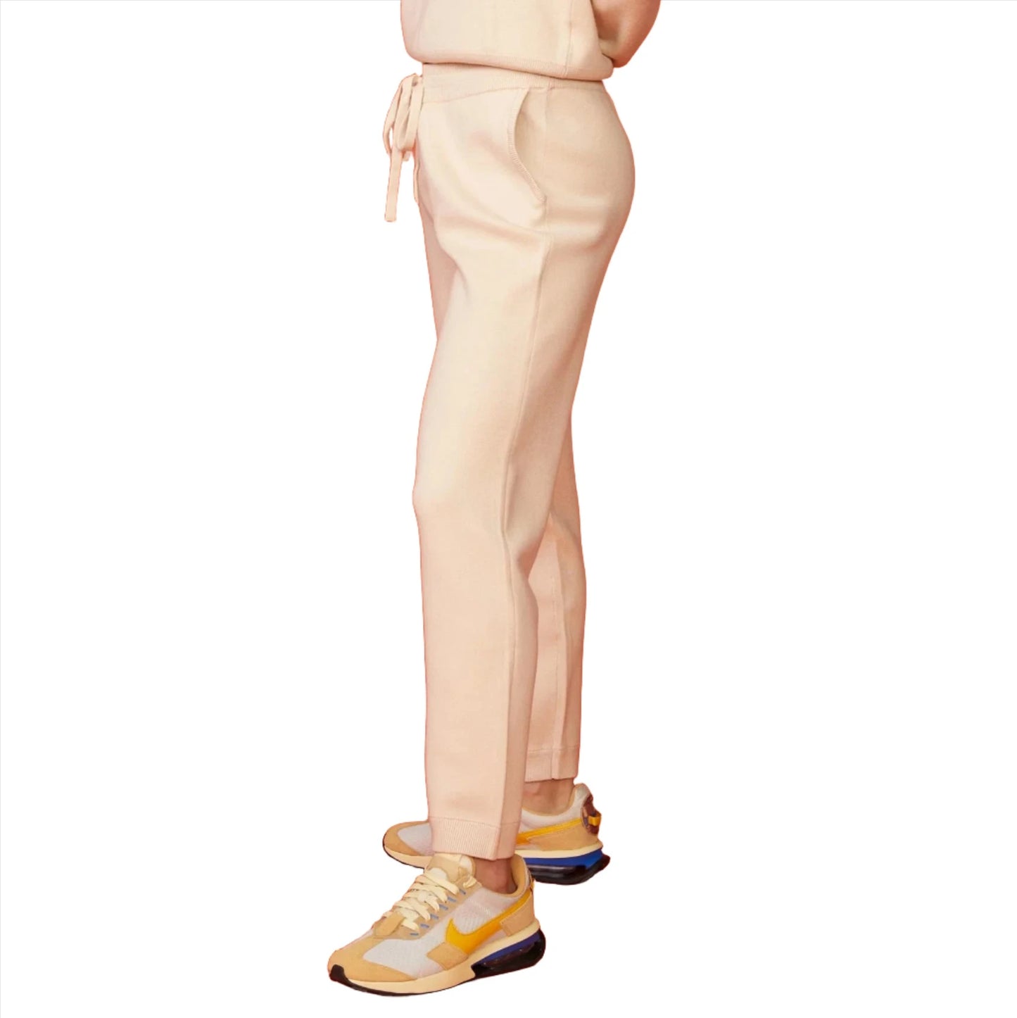 Monrow Supersoft Sweater Knit Cuffed Jogger - Vanilla