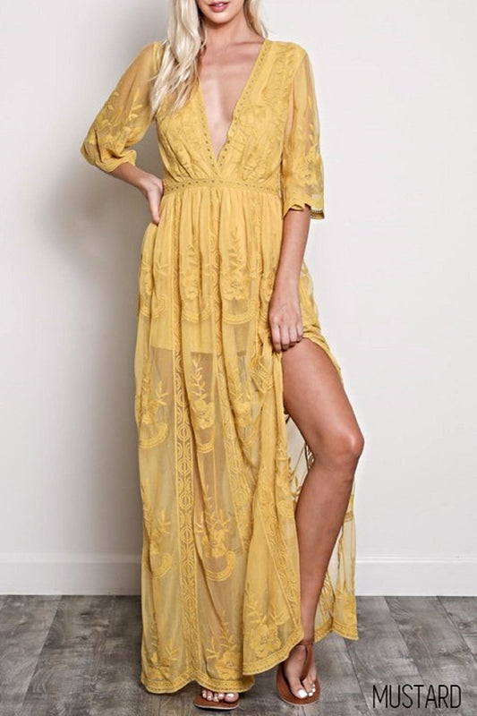 Wishlist The Aubrey Dress in Mustard