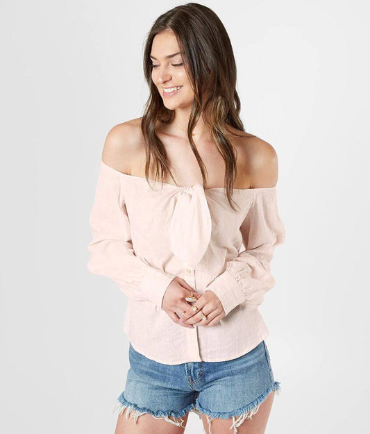 Free People Hello Beautiful' Off The Shoulder Woven Top
