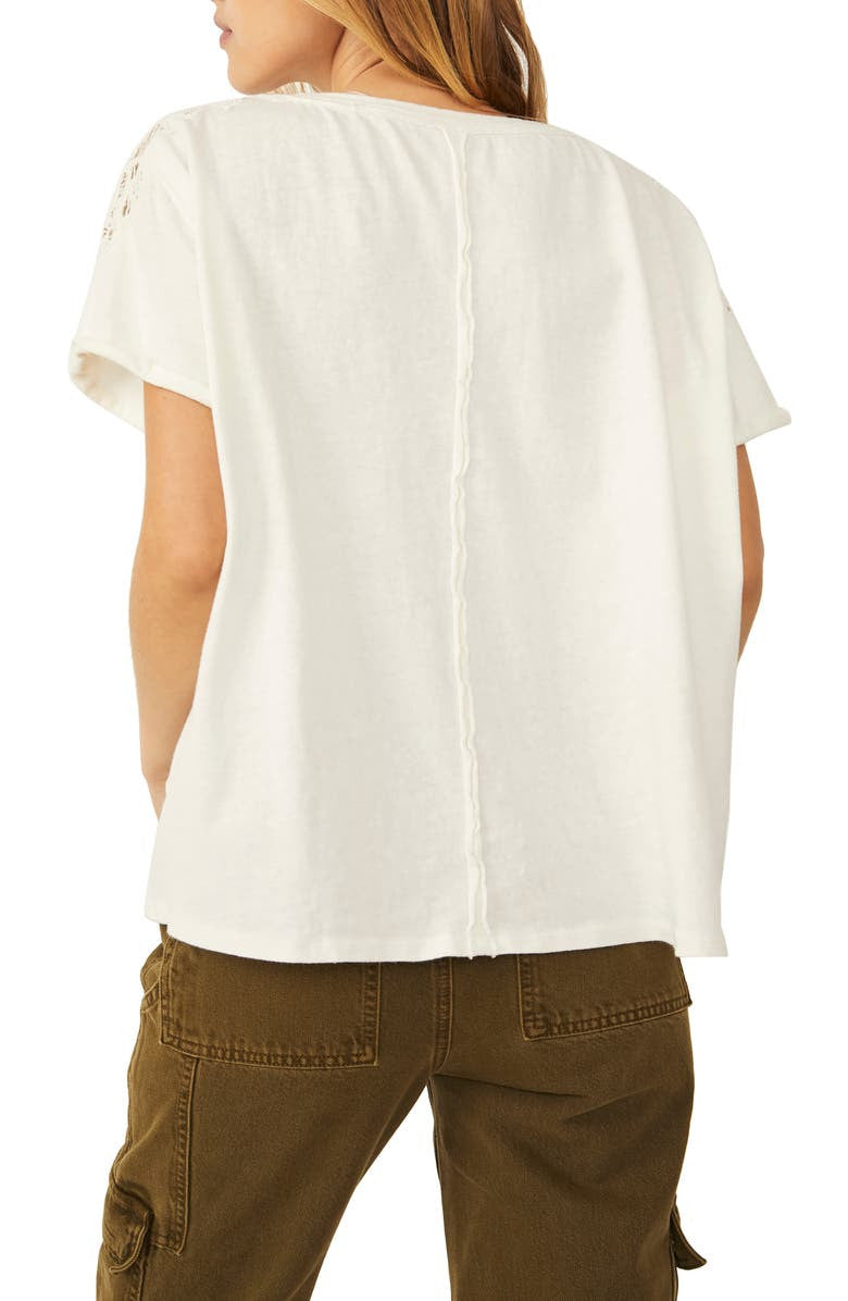 Free People Lyla Cotton Cutout T-Shirt in White