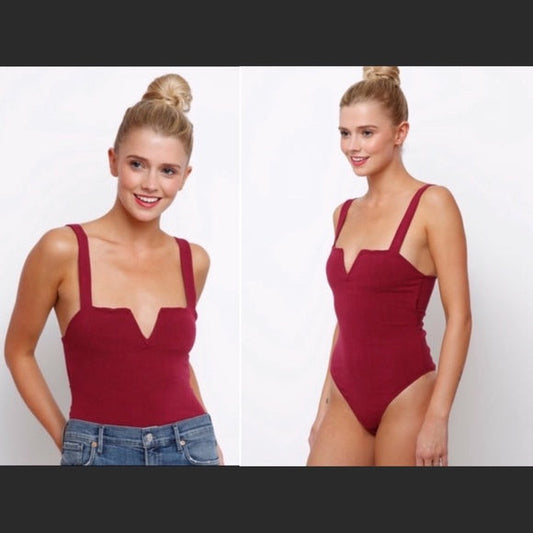 Free People Pippa V-Wire Bodysuit / Purple