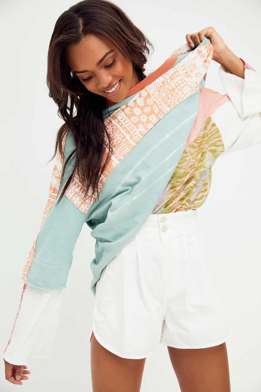 Free People Happiness in Bloom T-Shirt in Blue Cloud