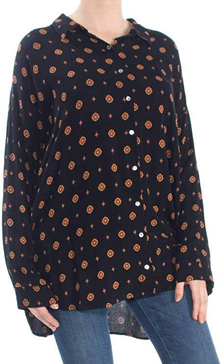 Free People Shirt Up Women's Top Black Combo