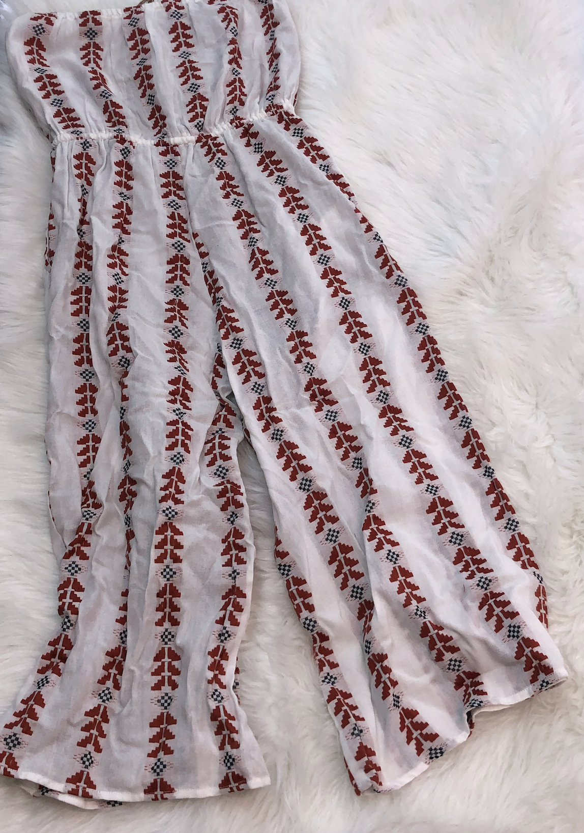 Elan Romper Tie Waist/White/Brown Arrow Print