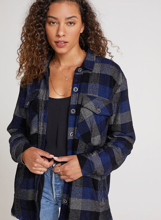 Bella Dahl Lined Women's Shacket in Black Check