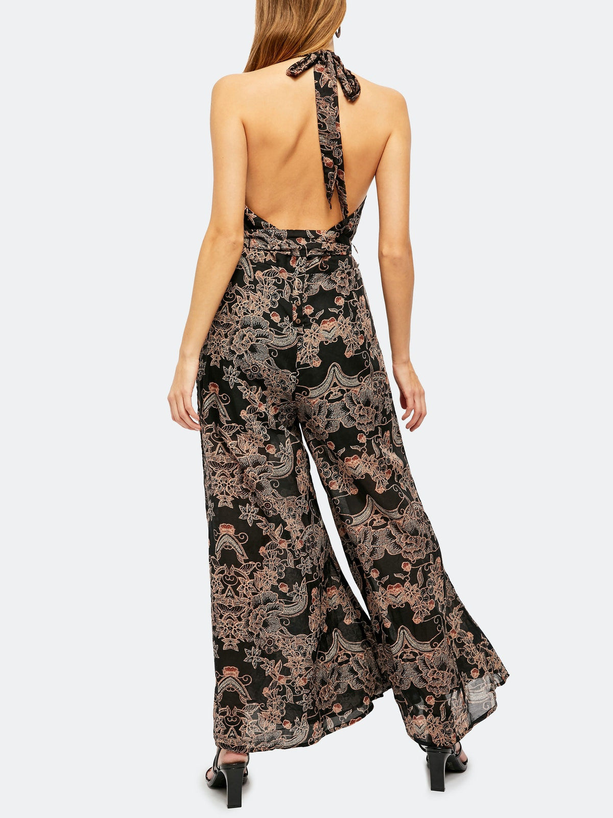 Free People Kissing Sunlight Jumpsuit, Black Combo