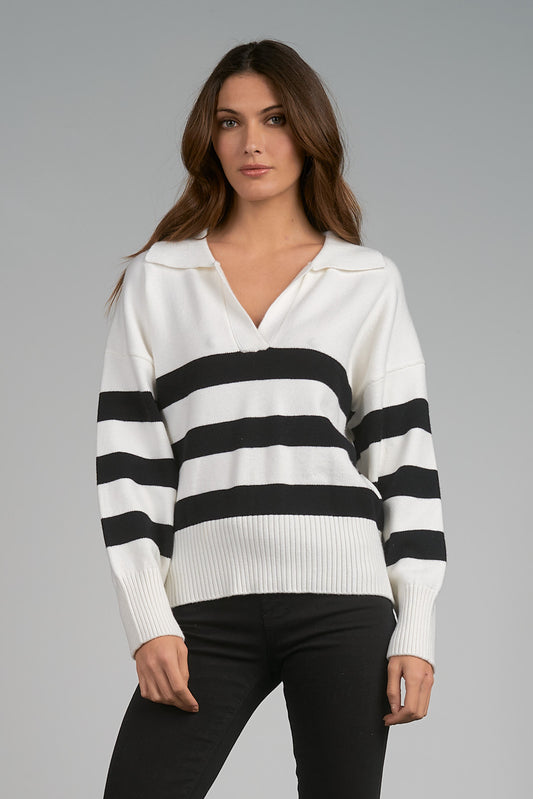 Elan Polo Collard V-Neck Women's Sweater