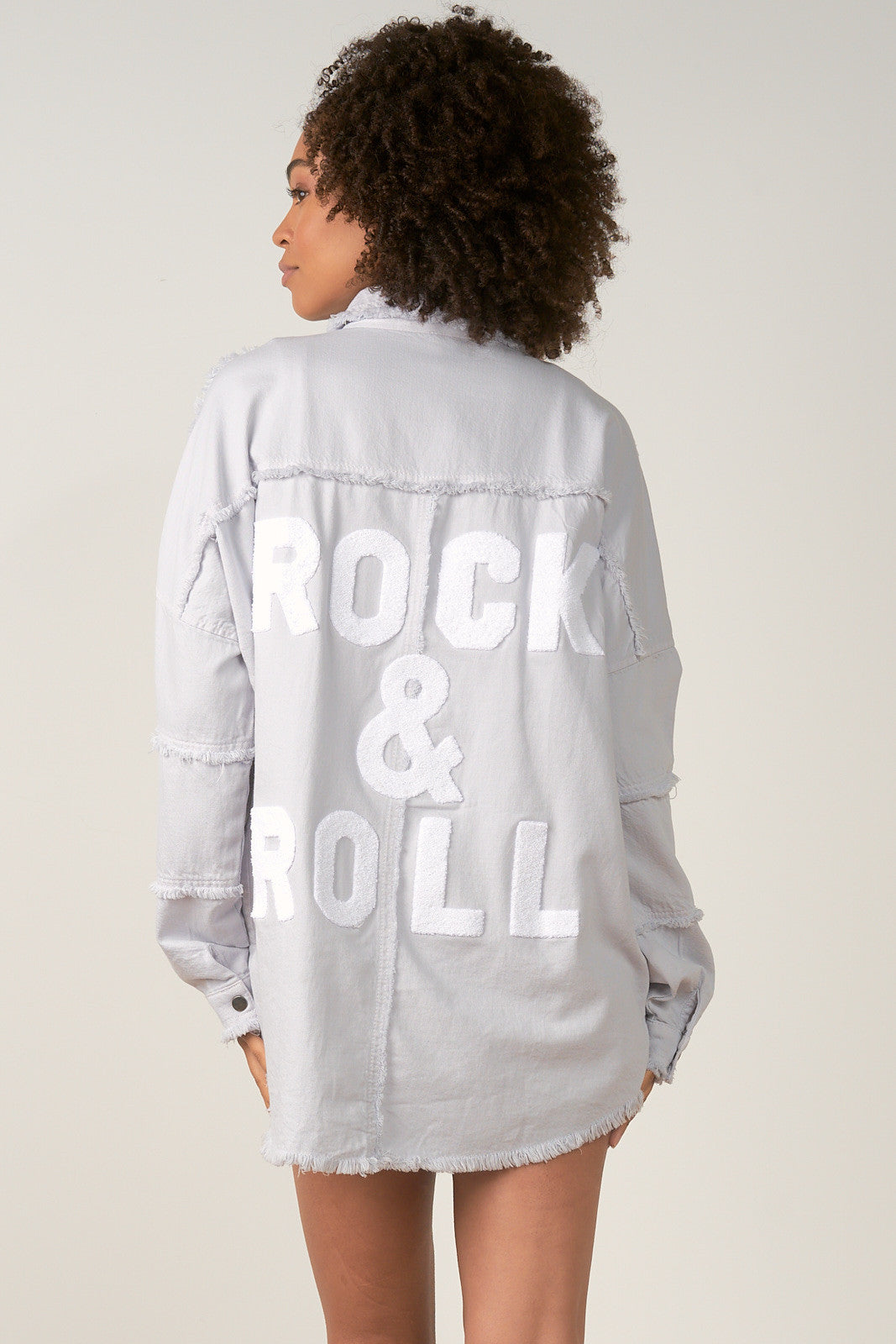 Elan Distressed Rock & Roll Button Up Jacket in Grey